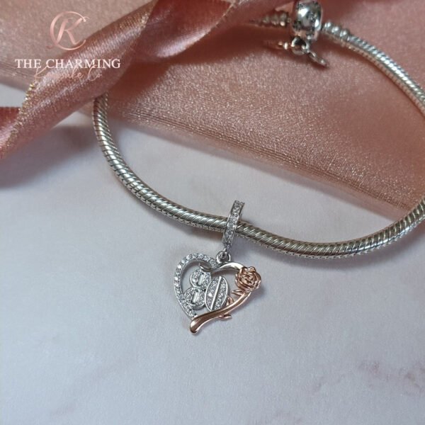80th Birthday Years Charm 925 Sterling Silver & Rose Gold - Image 2