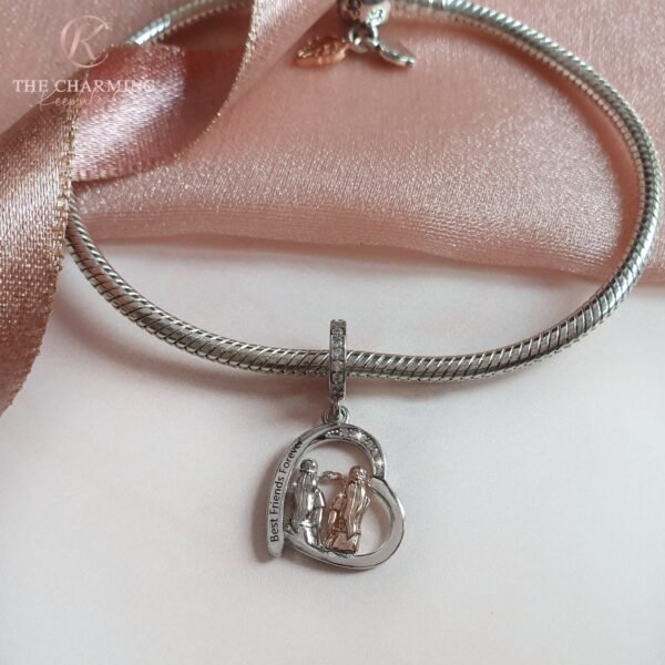 Best Friends Forever Charm 925 Sterling Silver and Rose Gold - Image 2