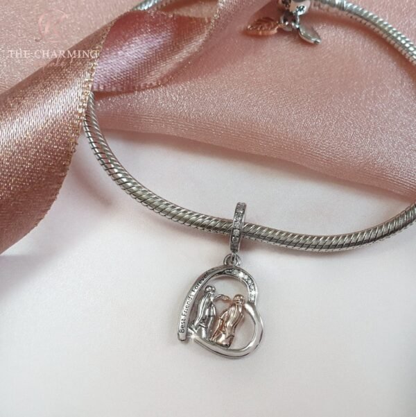 Best Friends Forever Charm 925 Sterling Silver and Rose Gold - Image 3