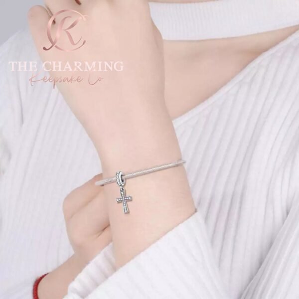 Cross Dangle Charm 925 Sterling Silver - Image 3