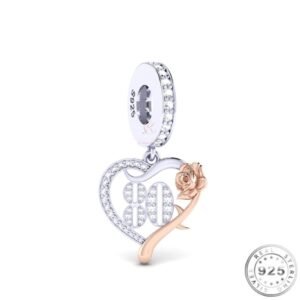 80th Birthday Years Charm 925 Sterling Silver & Rose Gold