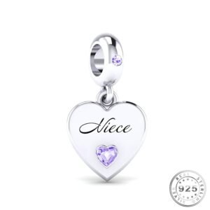 Niece Heart Dangle Charm 925 Sterling Silver