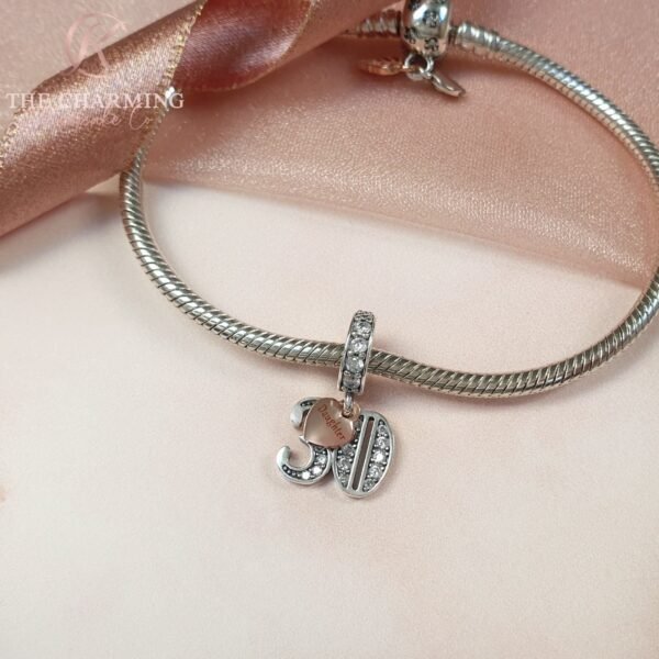 30th Birthday Charm 925 Sterling Silver with Personalised Daughter Heart Tag - Image 2