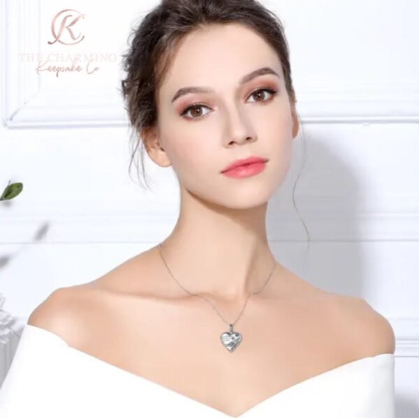 Dog / Cat Pet Cremation Ashes Paw Prints Heart Necklace 925 Sterling Silver - Image 5