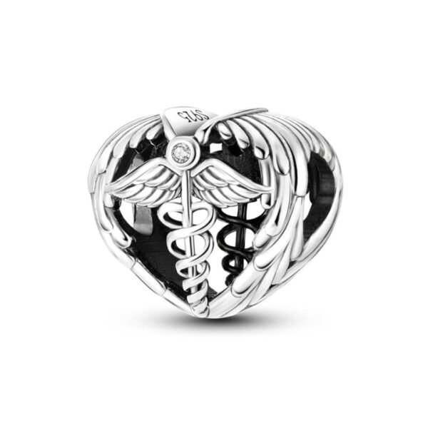 925 Sterling Silver Caduceus Medicine Charm