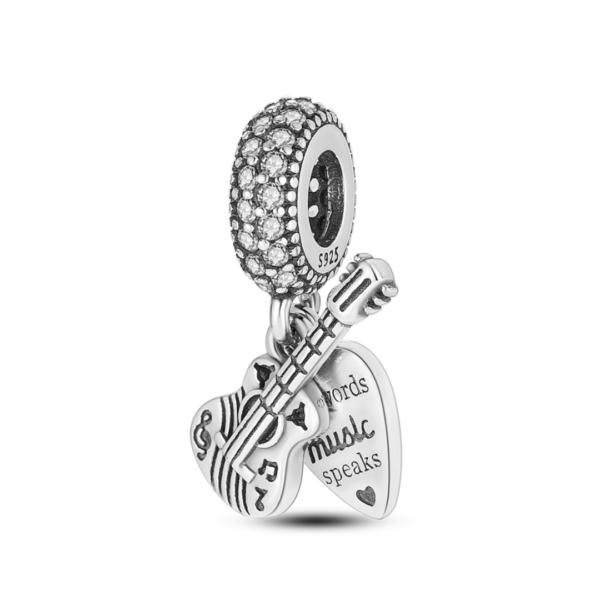 925 Sterling Silver Guitar & Music Charm