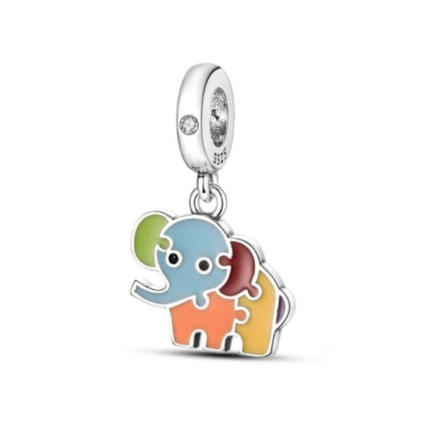925 Sterling Silver Elephant Puzzle Charm
