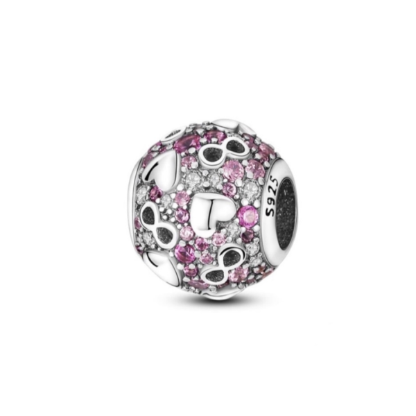 925 Sterling Silver Infinity Hearts Charm