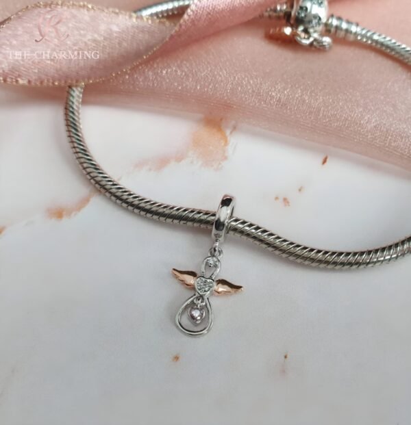 Guardian Angel Charm 925 Sterling Silver & Rose Gold - Image 2