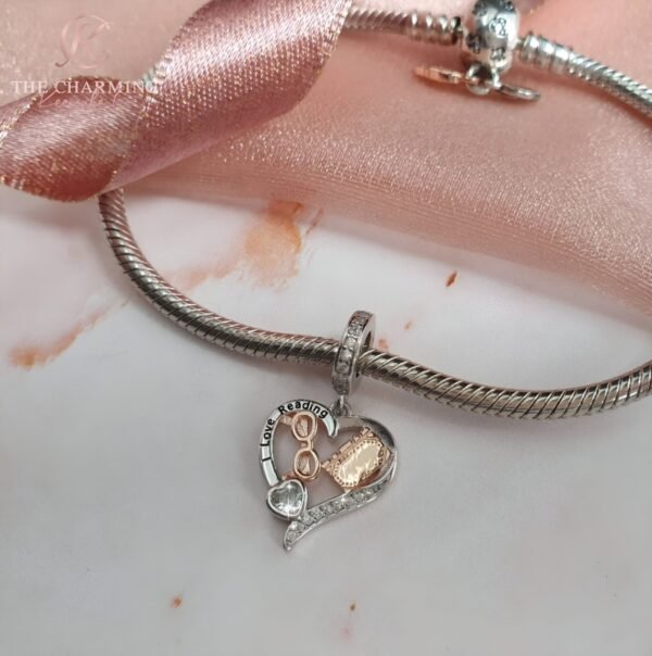 I Love Reading Charm 925 Sterling Silver & Rose Gold - Image 2