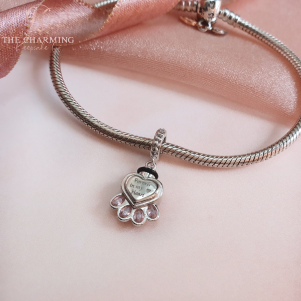 Dog / Cat Paw Self-Fill Cremation Ashes Charm 925 Sterling Silver - Image 4