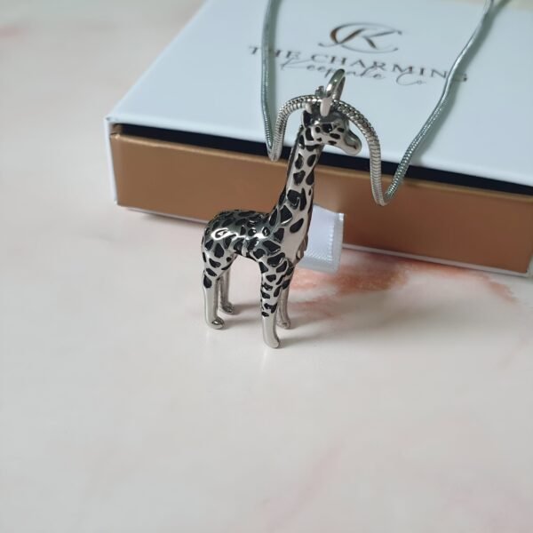 Silver Giraffe Cremation Ashes Necklace Urn - Image 3
