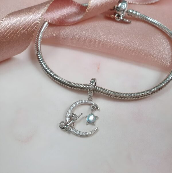Cat in the Moon Charm 925 Sterling Silver - Image 3