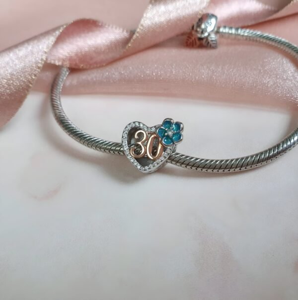 Engraved 30th Birthday Charm 925 Sterling Silver- Personalised With Your Text - Image 3