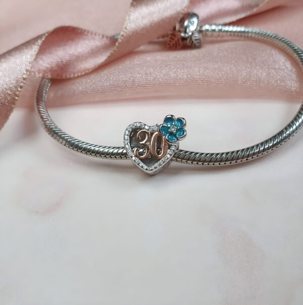Engraved 30th Birthday Charm 925 Sterling Silver- Personalised With Your Text - Image 2