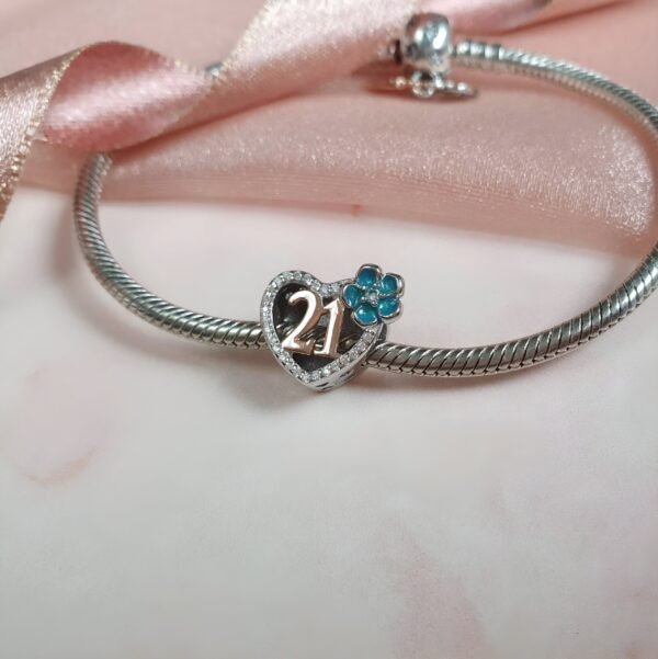 Engraved 21st Birthday Charm 925 Sterling Silver- Personalised With Your Text - Image 3