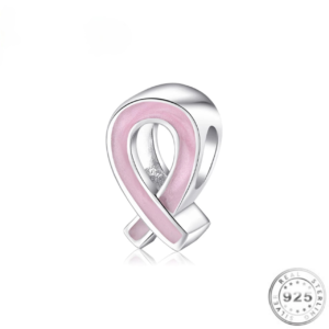 Pink Cancer Ribbon Charm 925 Sterling Silver