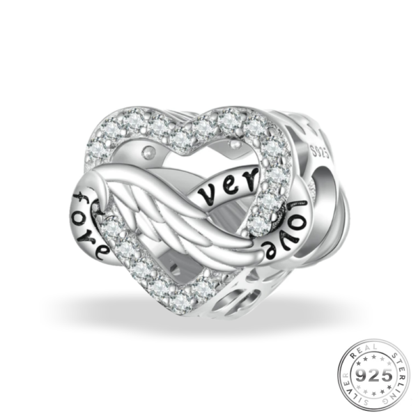 Angel Feather Infinity Charm 925 Sterling Silver