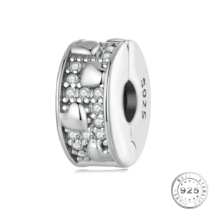 Crystal Clip Stopper Charm 925 Sterling Silver