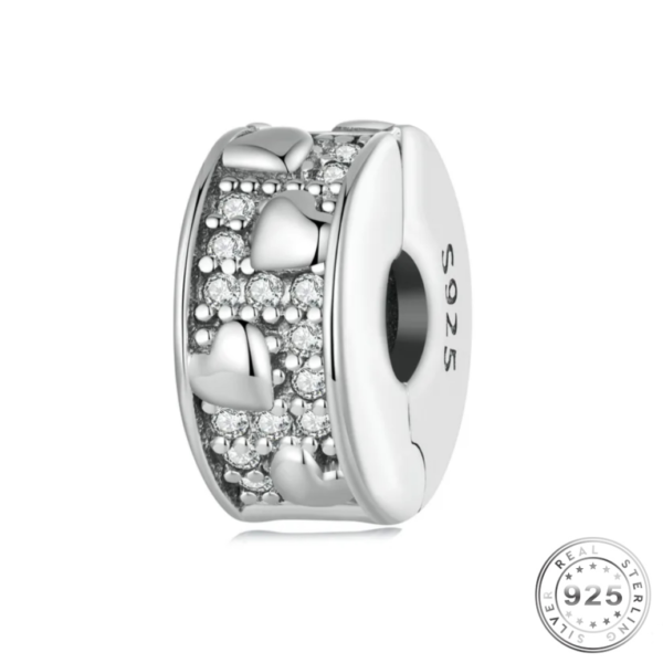 Crystal Clip Stopper Charm 925 Sterling Silver