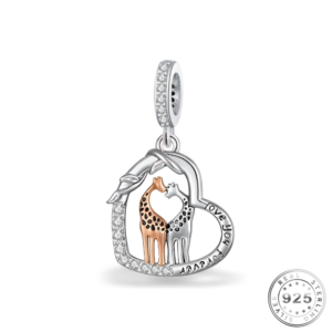 Giraffes Heart Charm 925 Sterling Silver Love You Forever