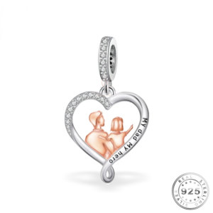 My Dad My Hero Heart Charm 925 Sterling Silver