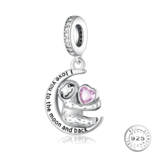 Sloth Charm I Love You To The Moon & Back 925 Sterling Silver