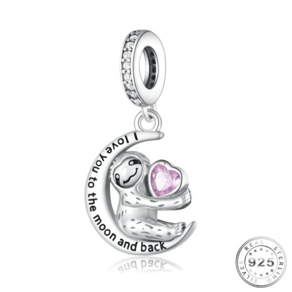 Sloth Charm I Love You To The Moon & Back 925 Sterling Silver
