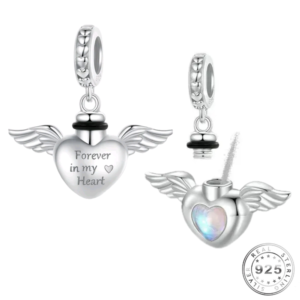 Angel Wings Self-Fill Cremation Ashes Charm 925 Sterling Silver