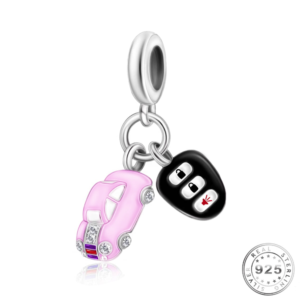 Car and Key Charm 925 Sterling Silver