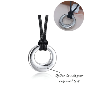 Engraved Circle Cremation Ashes Urn Necklace Silver