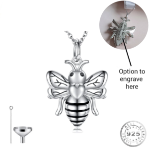 Engravable Bee Ashes Urn Necklace 925 Sterling Silver - Personalised