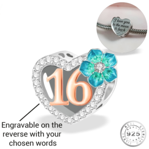 Engraved 16th Birthday Charm 925 Sterling Silver- Personalised With Your Text