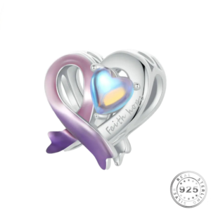 Purple Awareness Ribbon Charm 925 Sterling Silver
