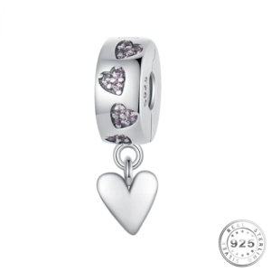 Pink Crystal Clip Stopper Charm 925 Sterling Silver