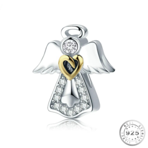 Guardian Angel Charm 925 Sterling Silver & Gold