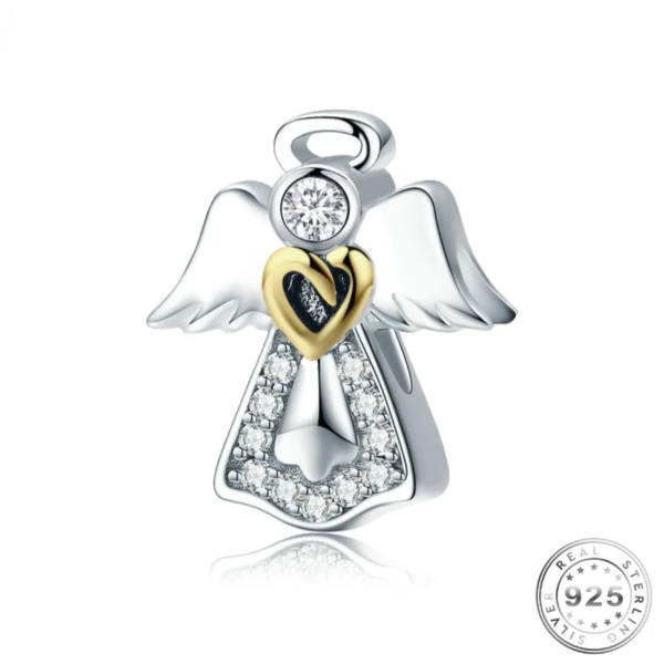 Guardian Angel Charm 925 Sterling Silver & Gold
