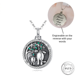 Engravable Cremation Ashes Elephant Necklace 925 Sterling Silver