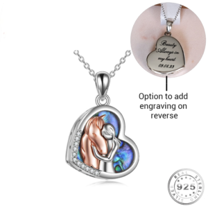 Engravable Horse & Girl Cremation Ashes Urn Necklace 925 Sterling Silver and Rose Gold