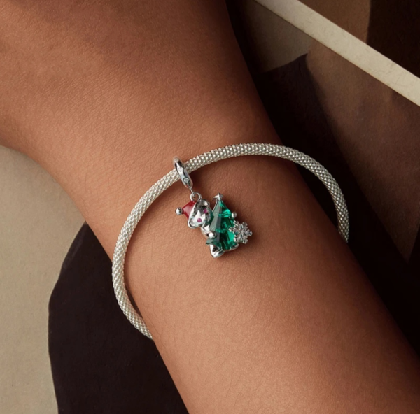 Christmas Tree & Bear Charm 925 Sterling Silver - Image 5