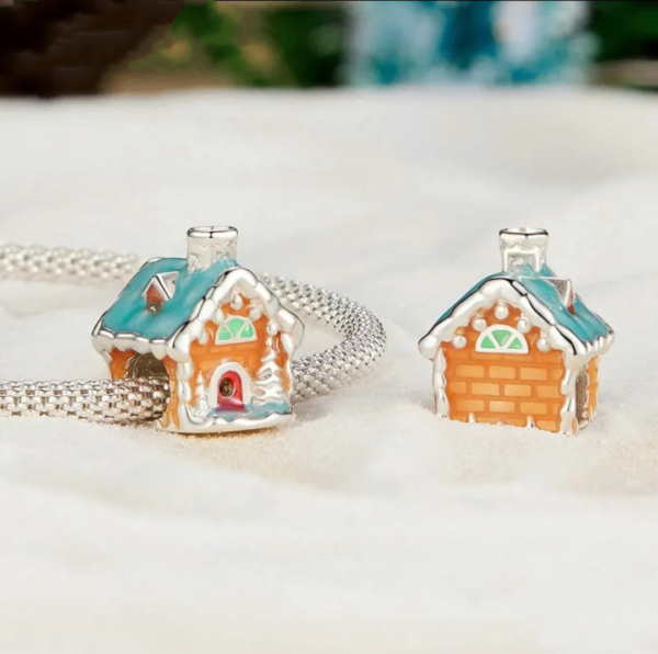 Gingerbread House Christmas Charm 925 Sterling Silver - Image 3