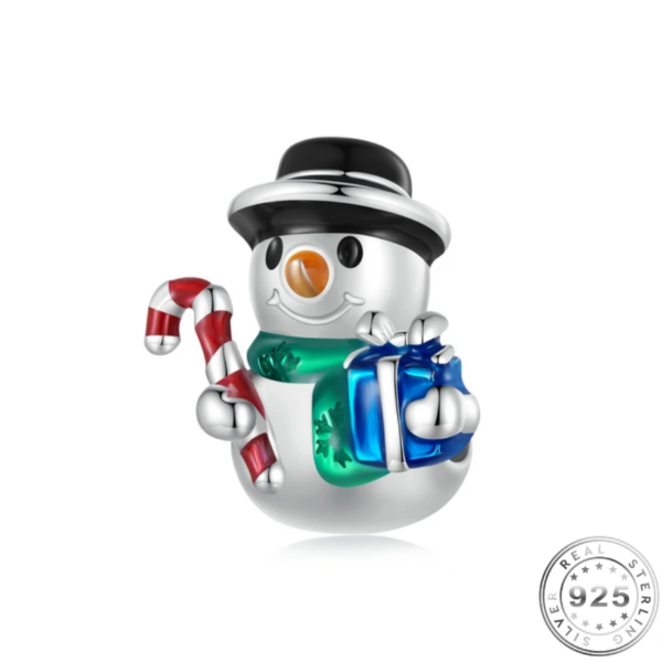 Christmas Snowman Charm 925 Sterling Silver