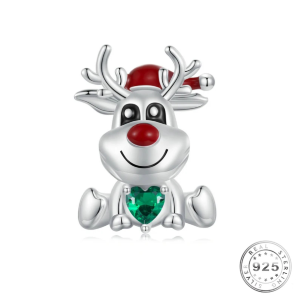 Christmas Reindeer Charm 925 Sterling Silver