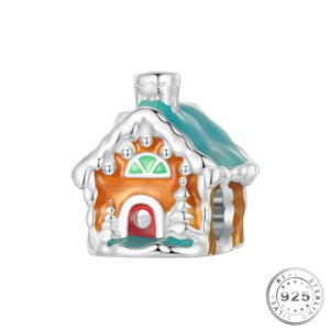 Gingerbread House Christmas Charm 925 Sterling Silver