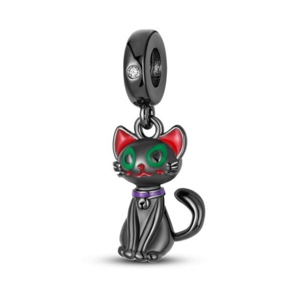 925 Sterling Silver Black Cat Charm